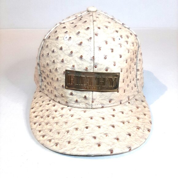 rare Mint SF Japan x Filthy Dripped faux Ostrich skin hat adjustable Brass plate - Picture 6 of 11